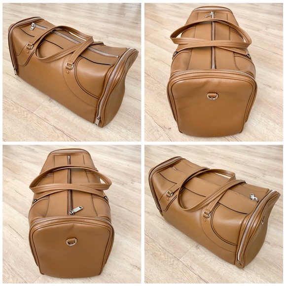 BALLY Fred Beige Leather Logo Duffle Bag Weekender - Picture 4 of 8